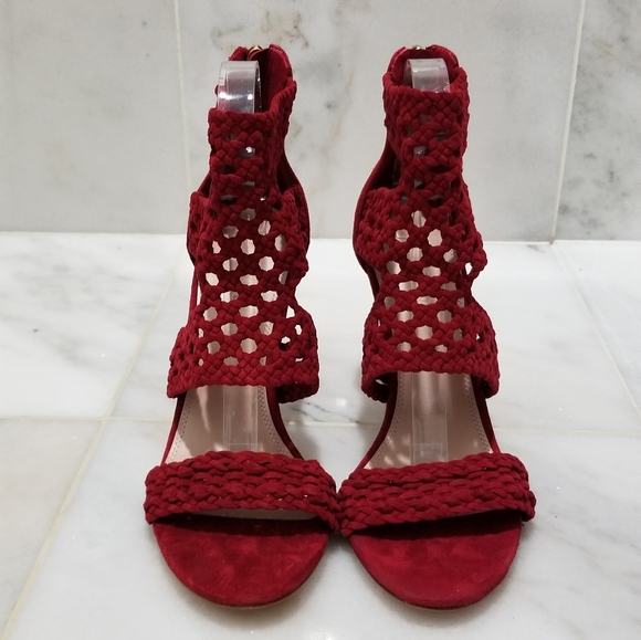 Sandro Red Agate Suede Braid Stiletto Sandals 10 - Picture 3 of 15